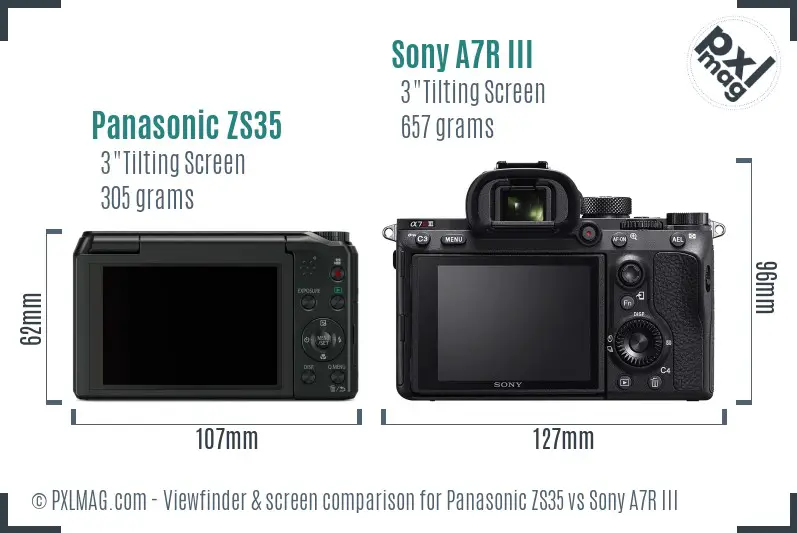 Panasonic ZS35 vs Sony A7R III Screen and Viewfinder comparison Panasonic ZS35 vs Sony A7R III Screen and Viewfinder comparison