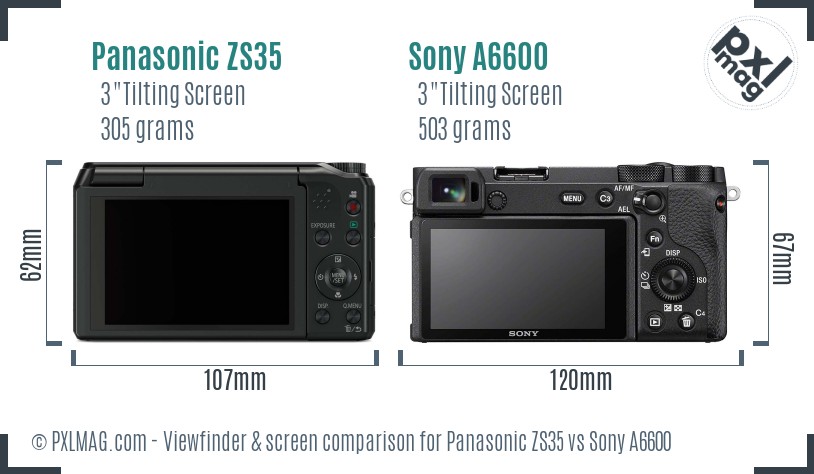 Panasonic ZS35 vs Sony A6600 Screen and Viewfinder comparison