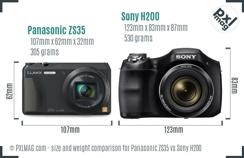 Panasonic ZS35 vs Sony H200 size comparison
