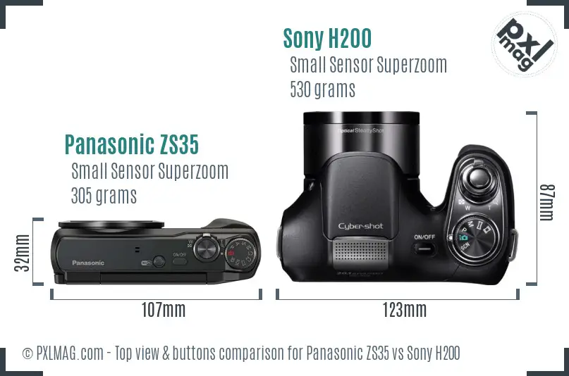 Panasonic ZS35 vs Sony H200 top view buttons comparison