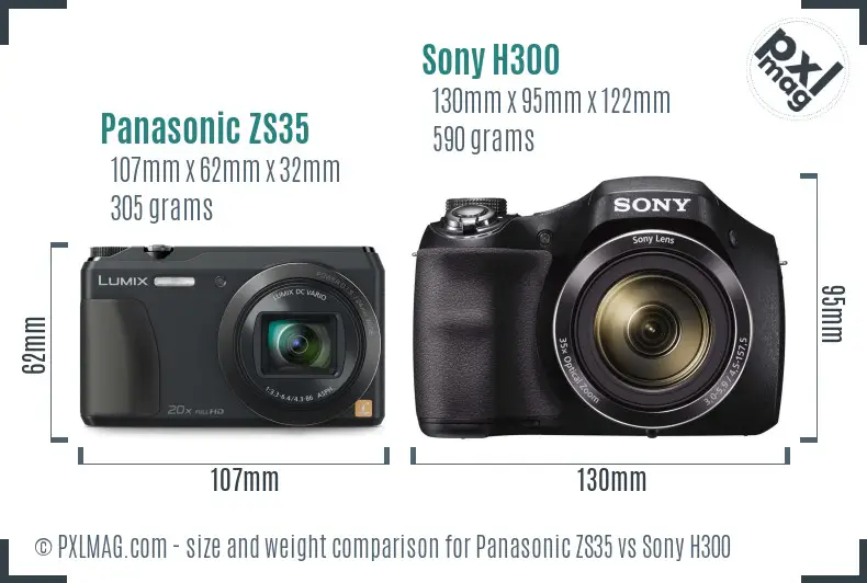 Panasonic ZS35 vs Sony H300 size comparison
