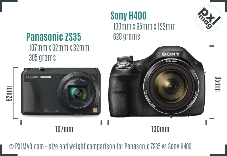 Panasonic ZS35 vs Sony H400 size comparison