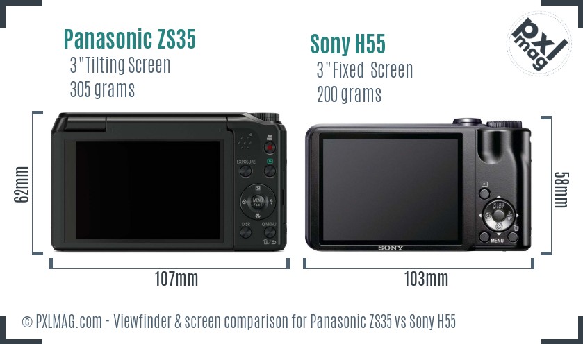 Panasonic ZS35 vs Sony H55 Screen and Viewfinder comparison