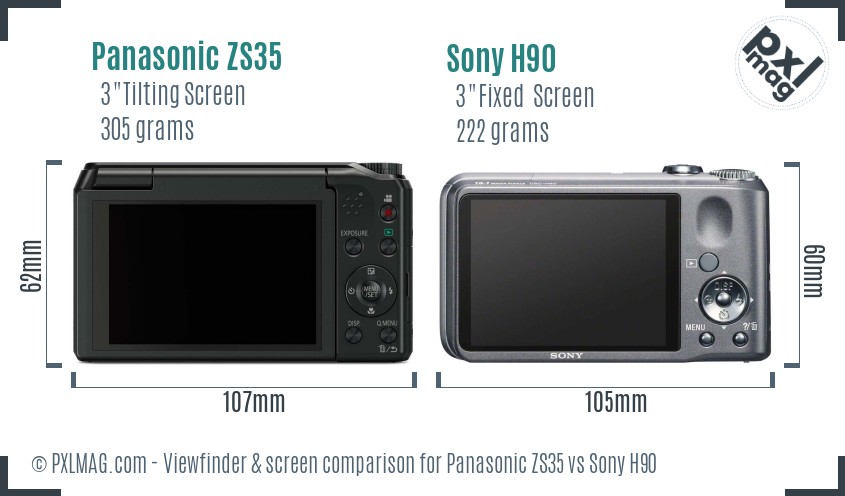 Panasonic ZS35 vs Sony H90 Screen and Viewfinder comparison