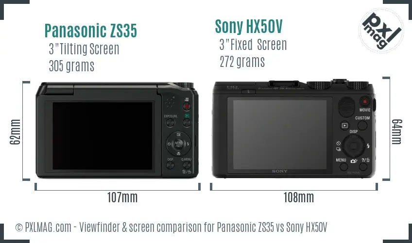 Panasonic ZS35 vs Sony HX50V Screen and Viewfinder comparison