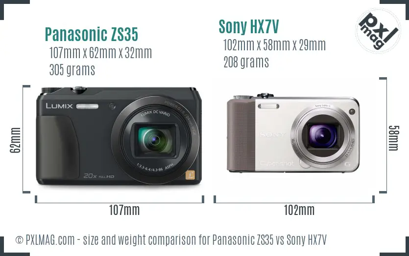 Panasonic ZS35 vs Sony HX7V size comparison