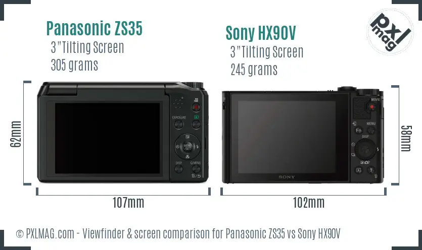 Panasonic ZS35 vs Sony HX90V Screen and Viewfinder comparison