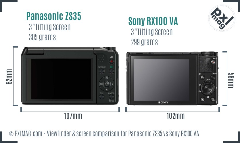 Panasonic ZS35 vs Sony RX100 VA Screen and Viewfinder comparison