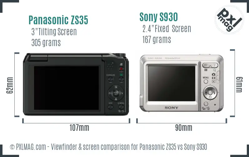 Panasonic ZS35 vs Sony S930 Screen and Viewfinder comparison Panasonic ZS35 vs Sony S930 Screen and Viewfinder comparison