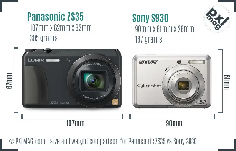 Panasonic ZS35 vs Sony S930 size comparison Panasonic ZS35 vs Sony S930 size comparison