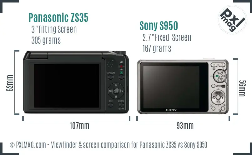 Panasonic ZS35 vs Sony S950 Screen and Viewfinder comparison