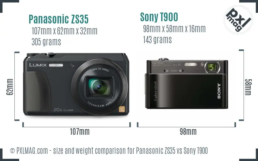 Panasonic ZS35 vs Sony T900 size comparison Panasonic ZS35 vs Sony T900 size comparison
