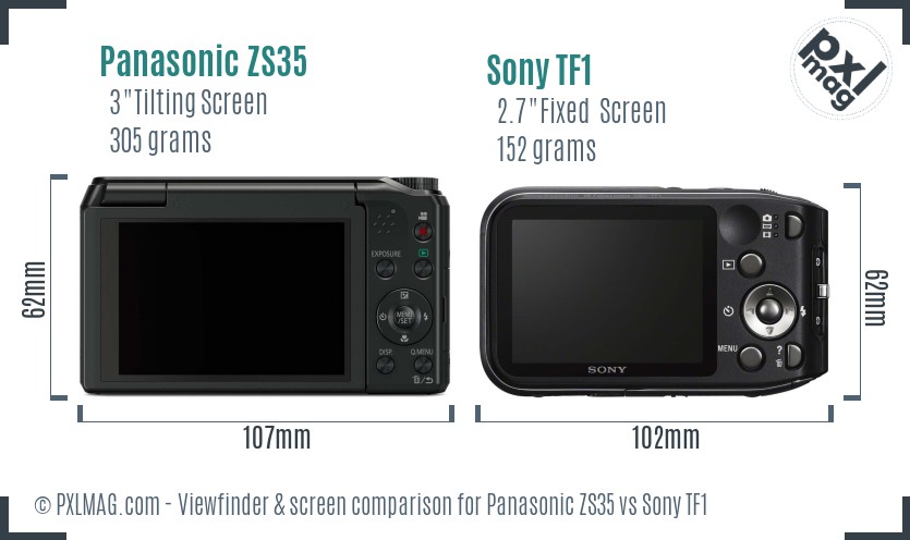 Panasonic ZS35 vs Sony TF1 Screen and Viewfinder comparison