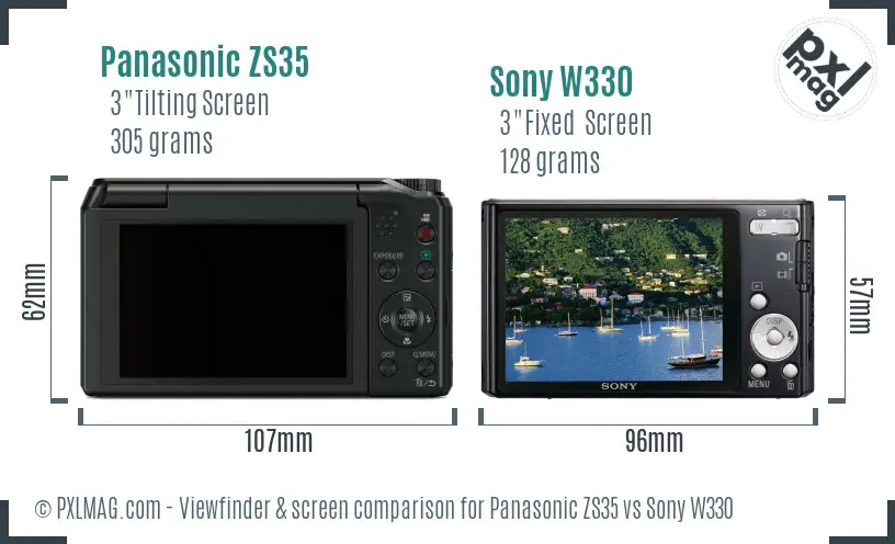 Panasonic ZS35 vs Sony W330 Screen and Viewfinder comparison Panasonic ZS35 vs Sony W330 Screen and Viewfinder comparison