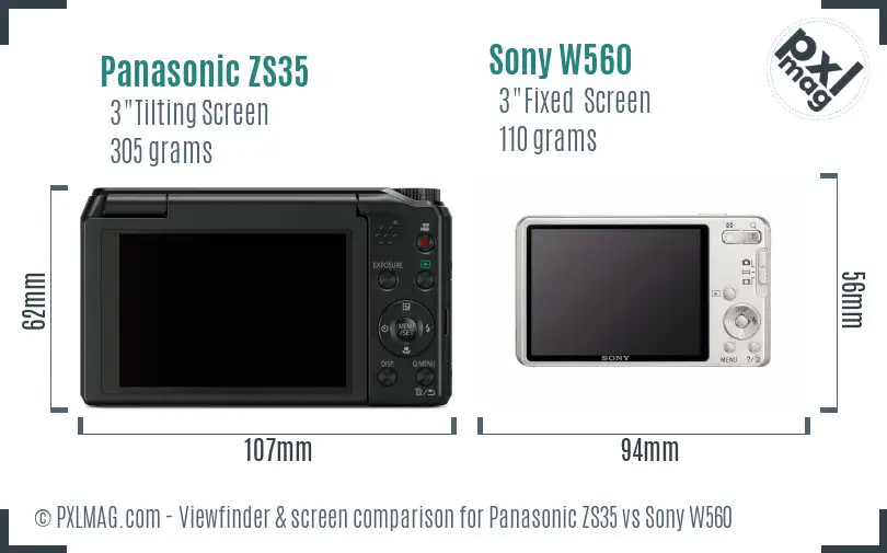 Panasonic ZS35 vs Sony W560 Screen and Viewfinder comparison Panasonic ZS35 vs Sony W560 Screen and Viewfinder comparison