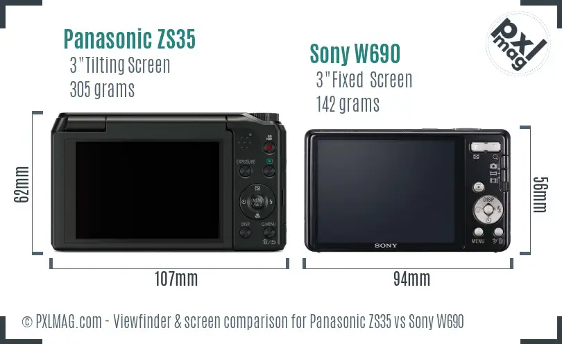 Panasonic ZS35 vs Sony W690 Screen and Viewfinder comparison
