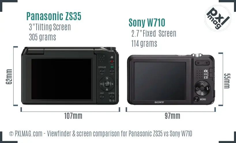 Panasonic ZS35 vs Sony W710 Screen and Viewfinder comparison