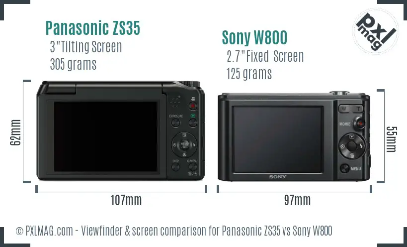 Panasonic ZS35 vs Sony W800 Screen and Viewfinder comparison Panasonic ZS35 vs Sony W800 Screen and Viewfinder comparison