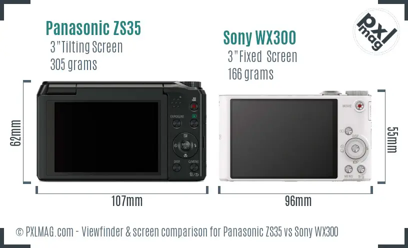 Panasonic ZS35 vs Sony WX300 Screen and Viewfinder comparison Panasonic ZS35 vs Sony WX300 Screen and Viewfinder comparison