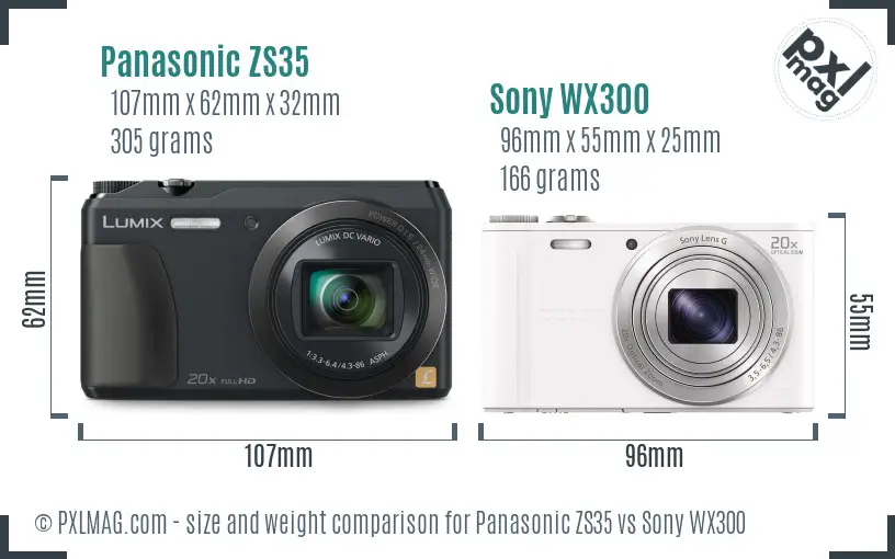 Panasonic ZS35 vs Sony WX300 size comparison Panasonic ZS35 vs Sony WX300 size comparison