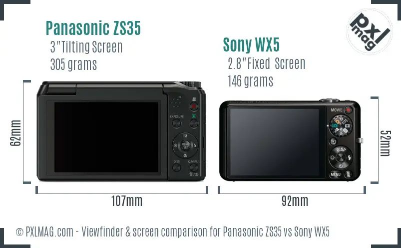 Panasonic ZS35 vs Sony WX5 Screen and Viewfinder comparison Panasonic ZS35 vs Sony WX5 Screen and Viewfinder comparison