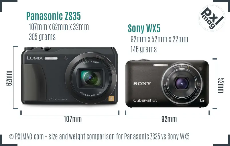 Panasonic ZS35 vs Sony WX5 size comparison Panasonic ZS35 vs Sony WX5 size comparison