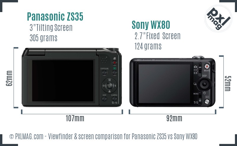Panasonic ZS35 vs Sony WX80 Screen and Viewfinder comparison