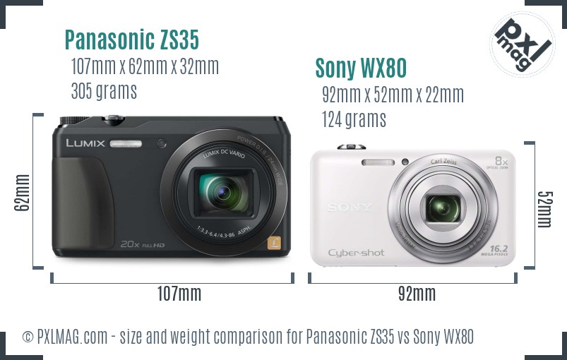 Panasonic ZS35 vs Sony WX80 size comparison Panasonic ZS35 vs Sony WX80 size comparison