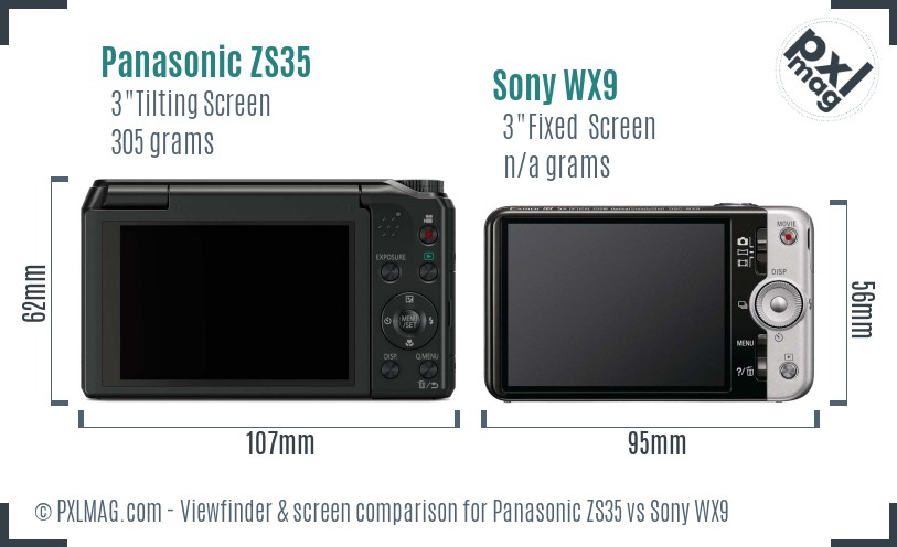 Panasonic ZS35 vs Sony WX9 Screen and Viewfinder comparison