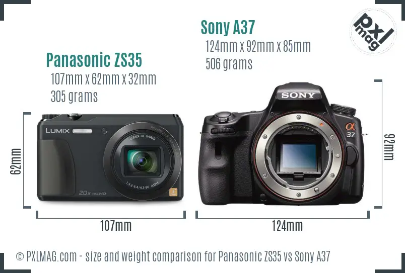 Panasonic ZS35 vs Sony A37 size comparison Panasonic ZS35 vs Sony A37 size comparison