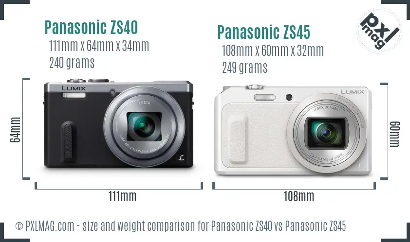 Panasonic ZS40 vs Panasonic ZS45 size comparison