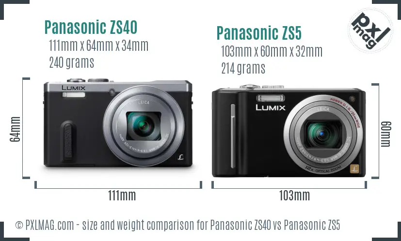 Panasonic ZS40 vs Panasonic ZS5 size comparison