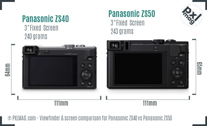 Panasonic ZS40 vs Panasonic ZS50 Screen and Viewfinder comparison