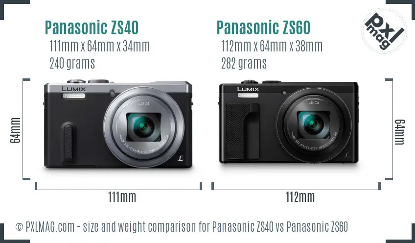 Panasonic ZS40 vs Panasonic ZS60 size comparison