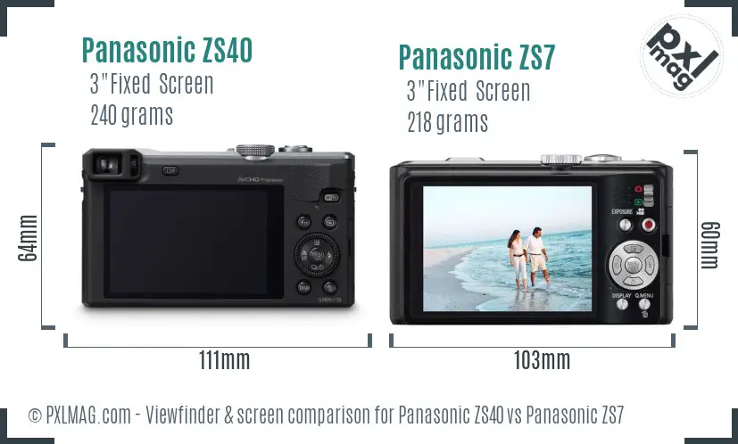 Panasonic ZS40 vs Panasonic ZS7 Screen and Viewfinder comparison