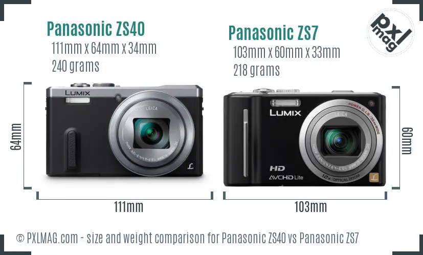 Panasonic ZS40 vs Panasonic ZS7 size comparison