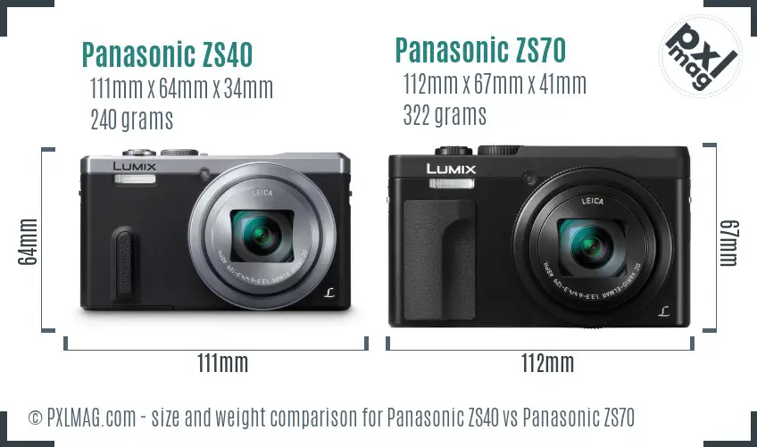 Panasonic ZS40 vs Panasonic ZS70 size comparison