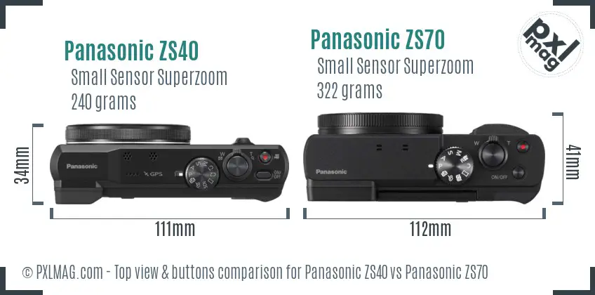 Panasonic ZS40 vs Panasonic ZS70 top view buttons comparison