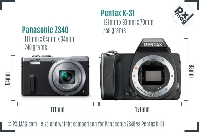 Panasonic ZS40 vs Pentax K-S1 size comparison