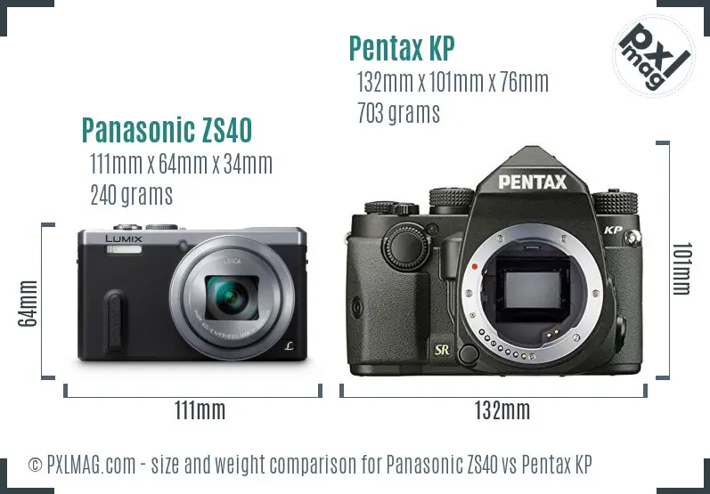 Panasonic ZS40 vs Pentax KP size comparison