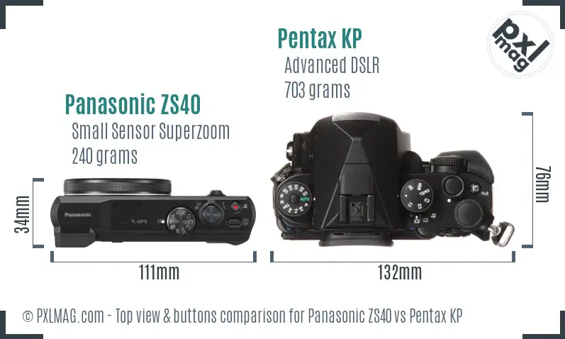 Panasonic ZS40 vs Pentax KP top view buttons comparison