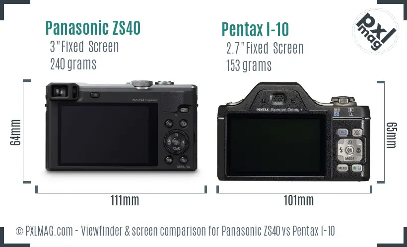 Panasonic ZS40 vs Pentax I-10 Screen and Viewfinder comparison