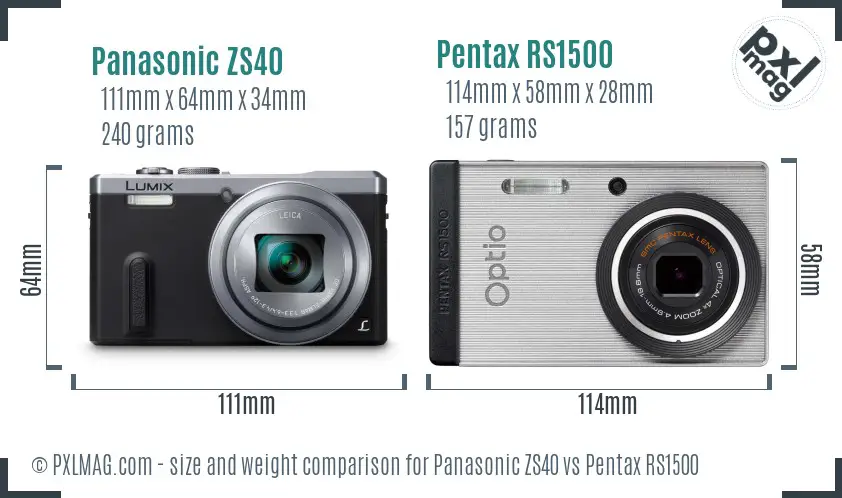 Panasonic ZS40 vs Pentax RS1500 size comparison