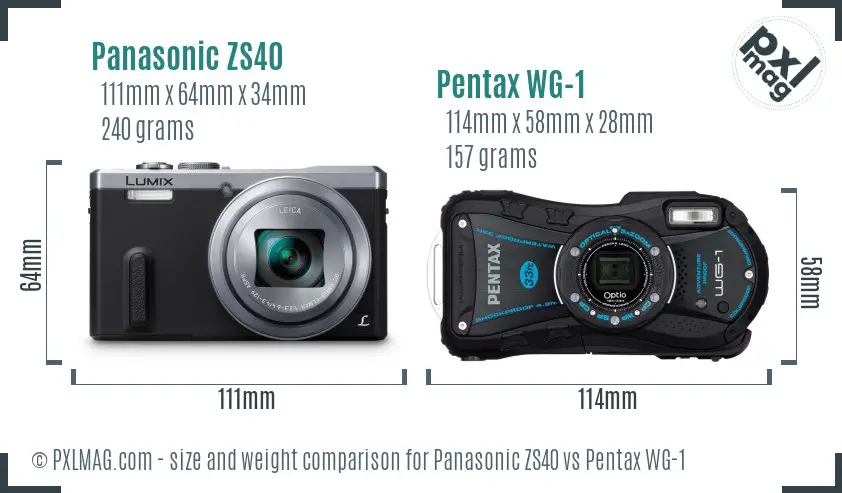 Panasonic ZS40 vs Pentax WG-1 size comparison