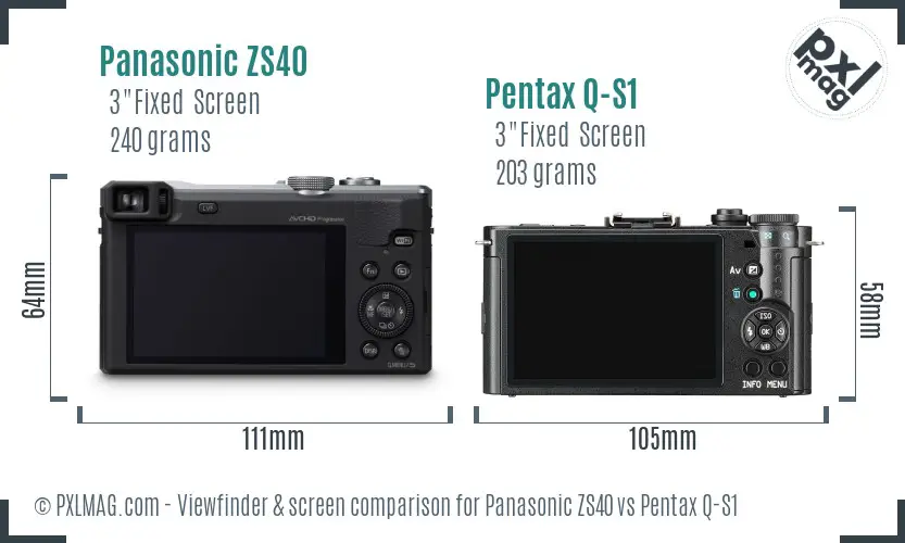 Panasonic ZS40 vs Pentax Q-S1 Screen and Viewfinder comparison