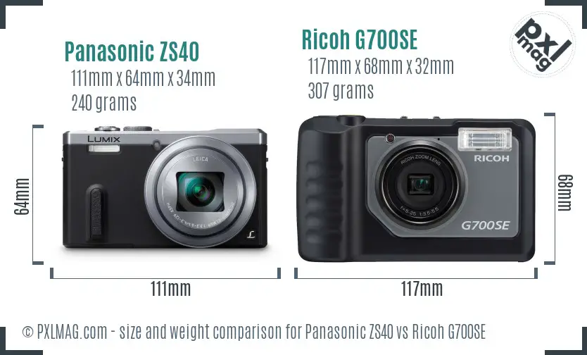 Panasonic ZS40 vs Ricoh G700SE size comparison Panasonic ZS40 vs Ricoh G700SE size comparison