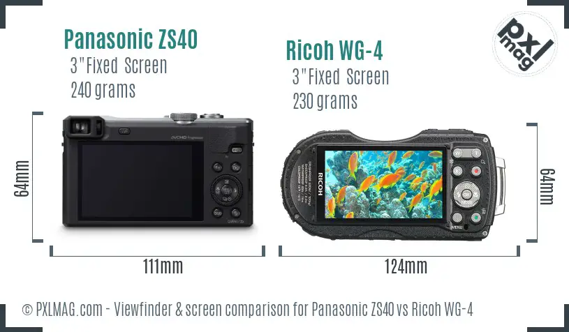 Panasonic ZS40 vs Ricoh WG-4 Screen and Viewfinder comparison