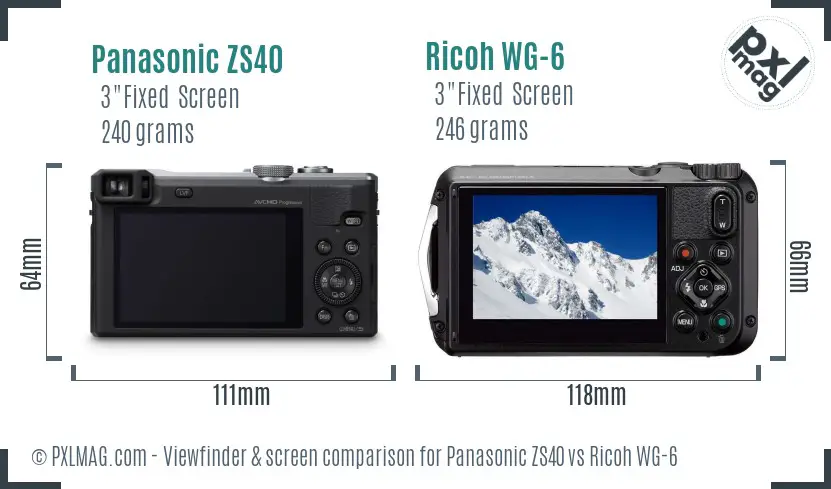 Panasonic ZS40 vs Ricoh WG-6 Screen and Viewfinder comparison