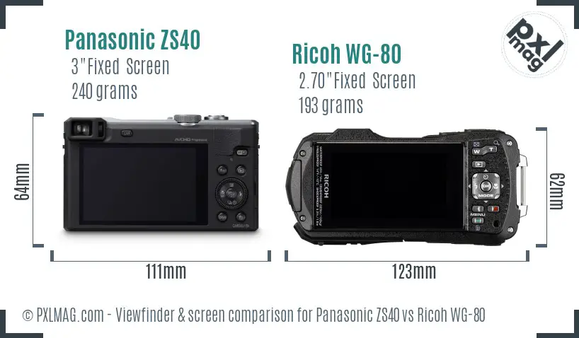 Panasonic ZS40 vs Ricoh WG-80 Screen and Viewfinder comparison