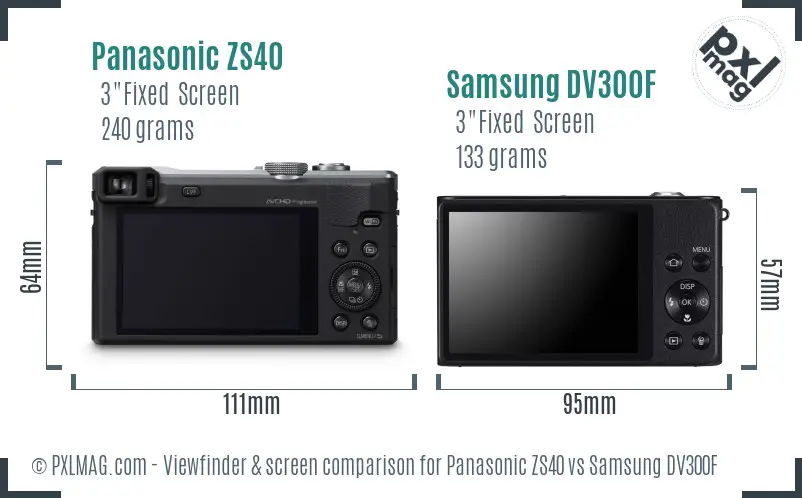 Panasonic ZS40 vs Samsung DV300F Screen and Viewfinder comparison Panasonic ZS40 vs Samsung DV300F Screen and Viewfinder comparison